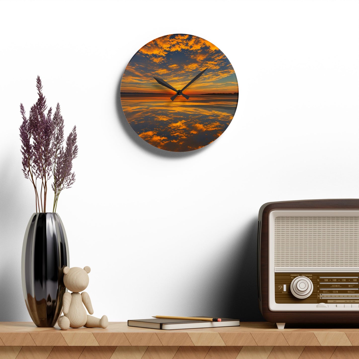 Orange Skies Acrylic Wall Clock (SP Photography Collection)