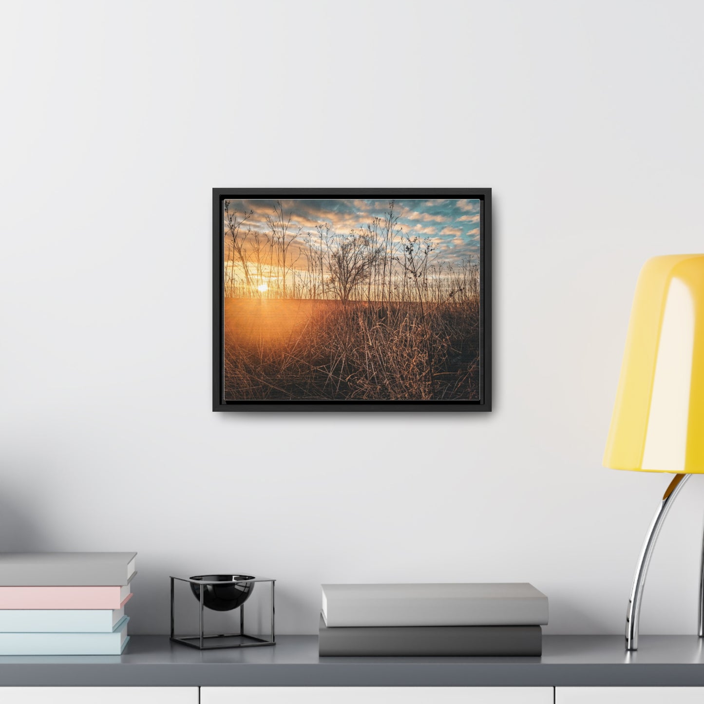 Cloudy Sunset Fields Canvas, Horizontal Frame (SP Photography Collection)