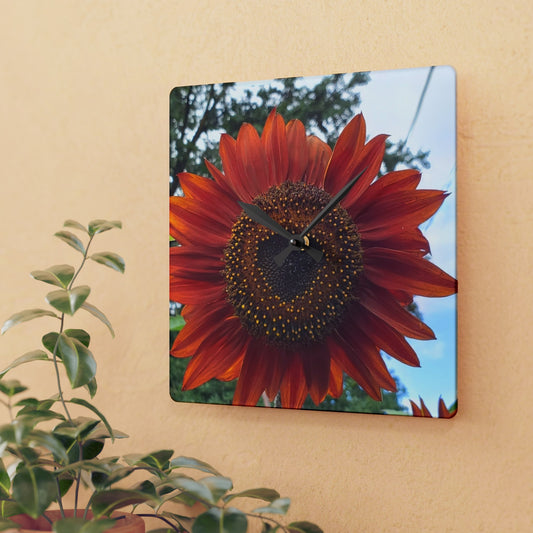 Heart Sunflower Acrylic Wall Clock (Enchanted Exposures By Tammy Lyne Collection)