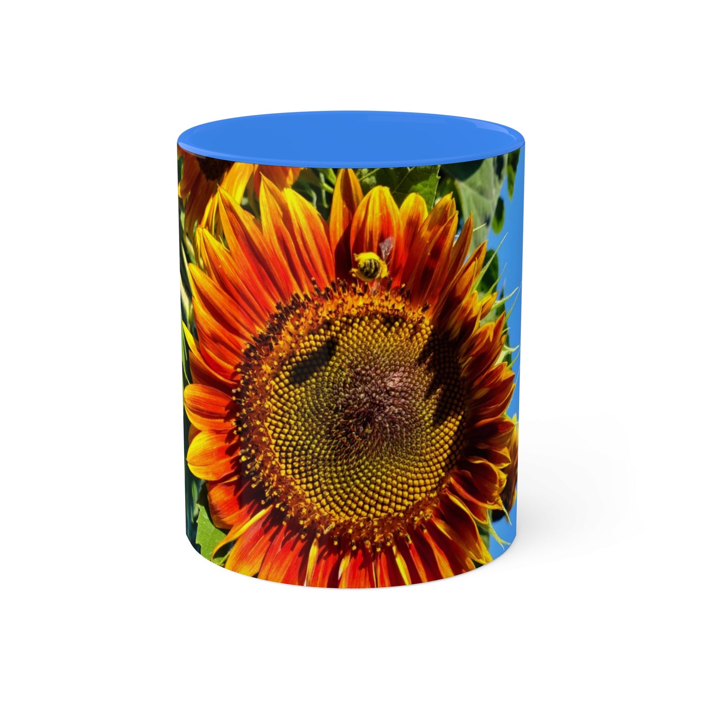 Bumble Bee Sunflower Mug, 11oz (Enchanted Exposures By Tammy Lyne Collection) BLUE