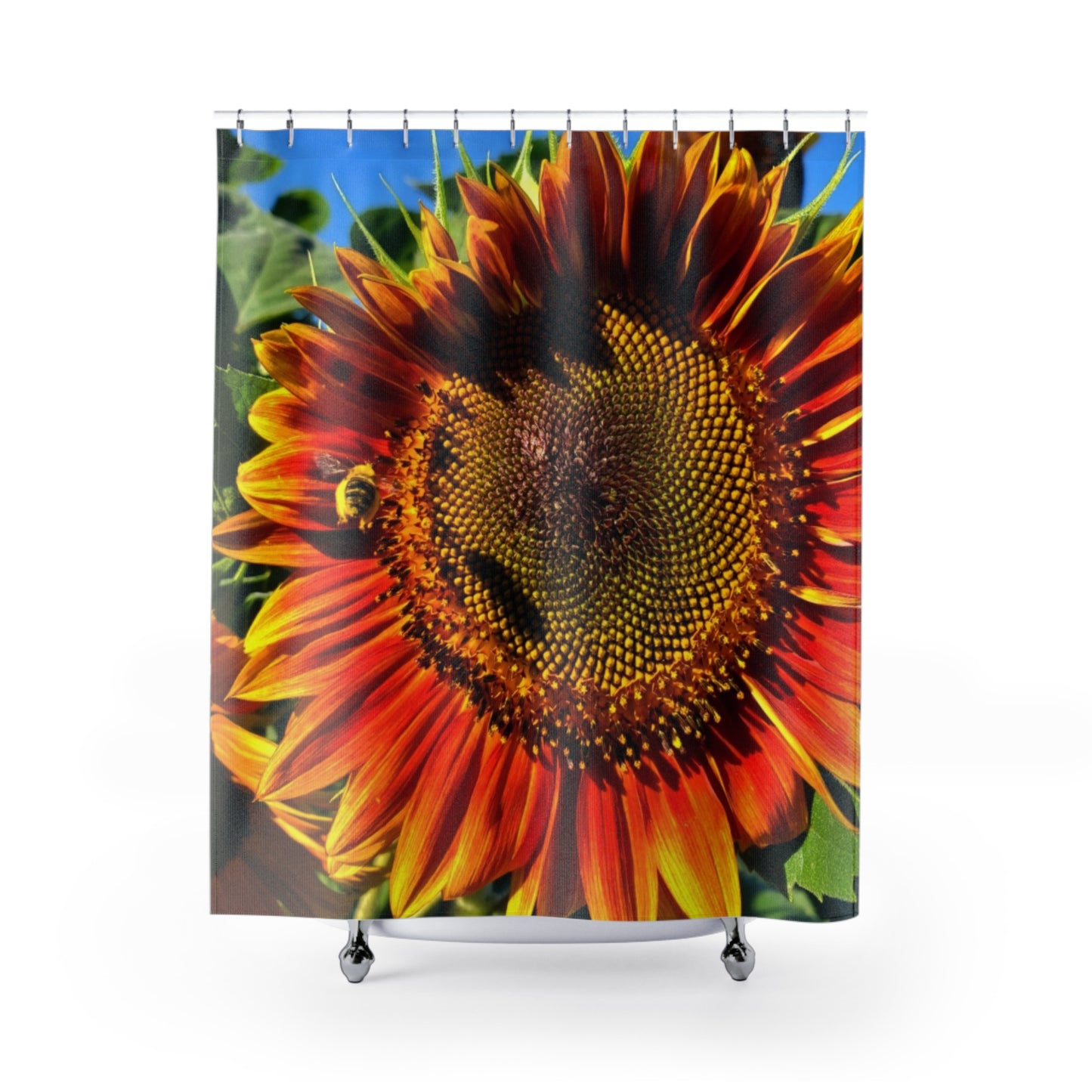 Bumble Bee Sunflower Polyester Shower Curtain (Enchanted Exposures By Tammy Lyne)