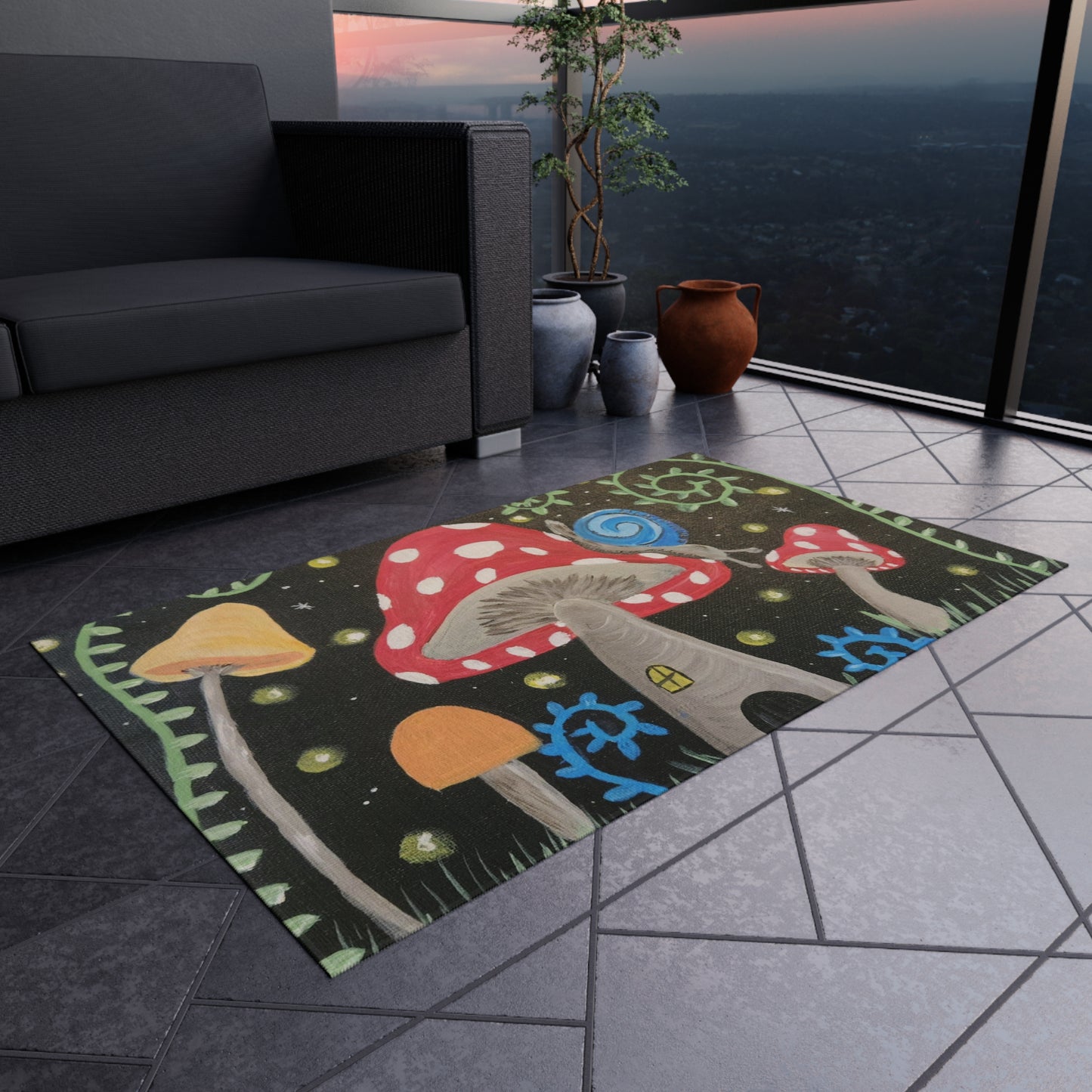 Magical Mushrooms Outdoor Rug (Brookson Collection)