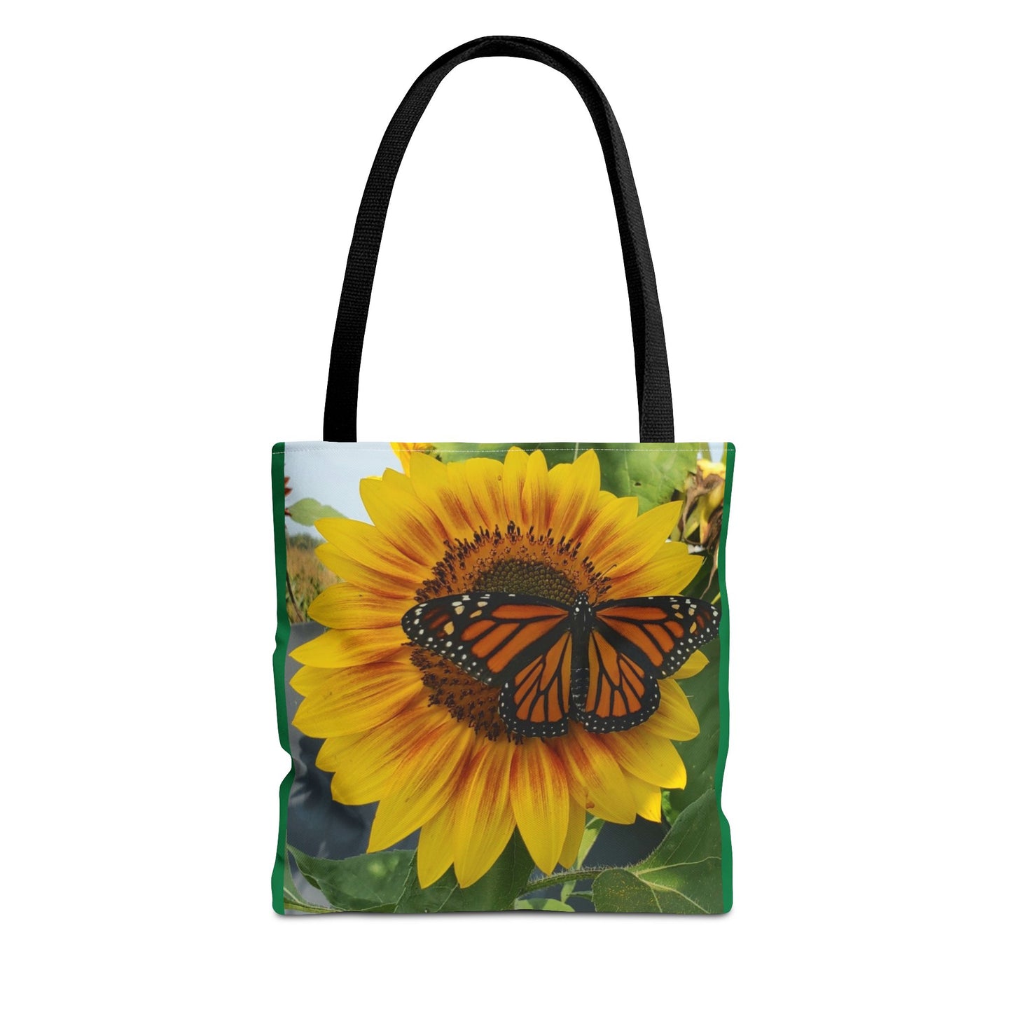 Happy Sunflower Butterfly Tote Bag (Enchanted Exposures By Tammy Lyne) GREEN