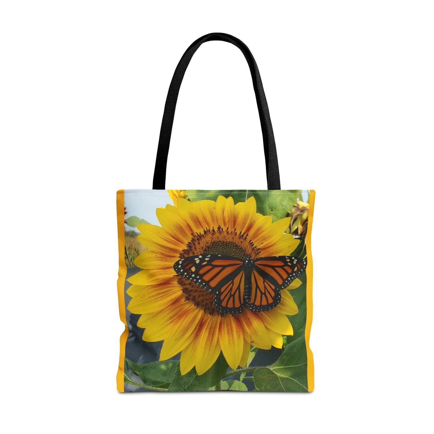 Happy Sunflower Butterfly Tote Bag (Enchanted Exposures By Tammy Lyne) YELLOW