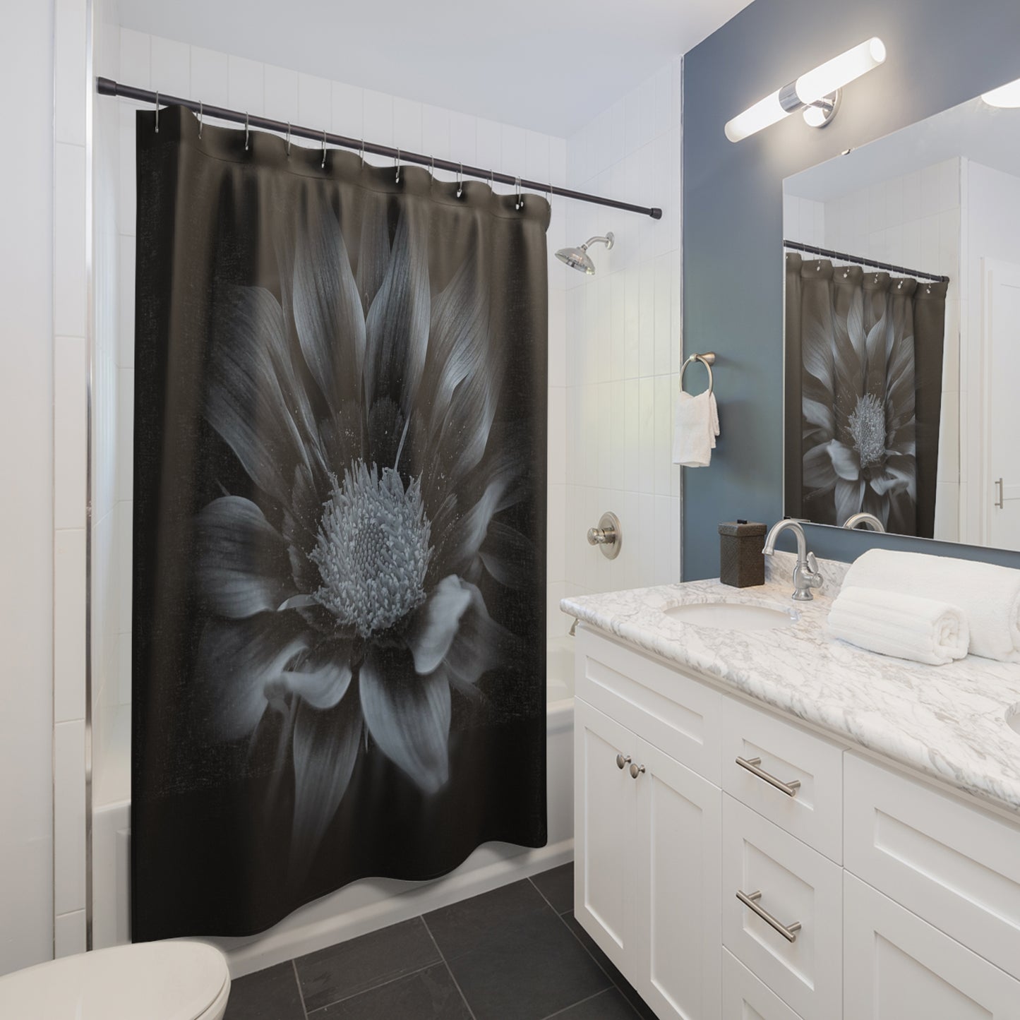 Midnight Bloom Polyester Shower Curtain (SP Photography Collection)