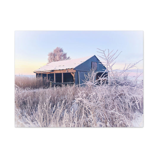 Wintery Barn Matte Canvas, Stretched, 1.25" (SP Photagrapy Collection) 32" X 24"