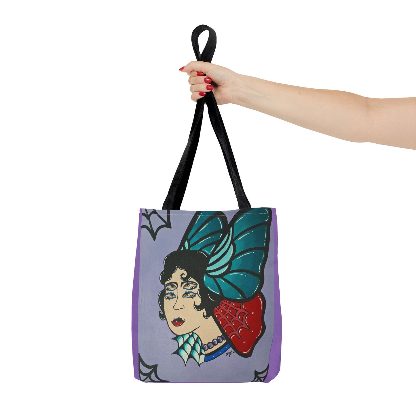 Lady Flutter Tote Bag (Peculiar Paintings Collection) PURPLE