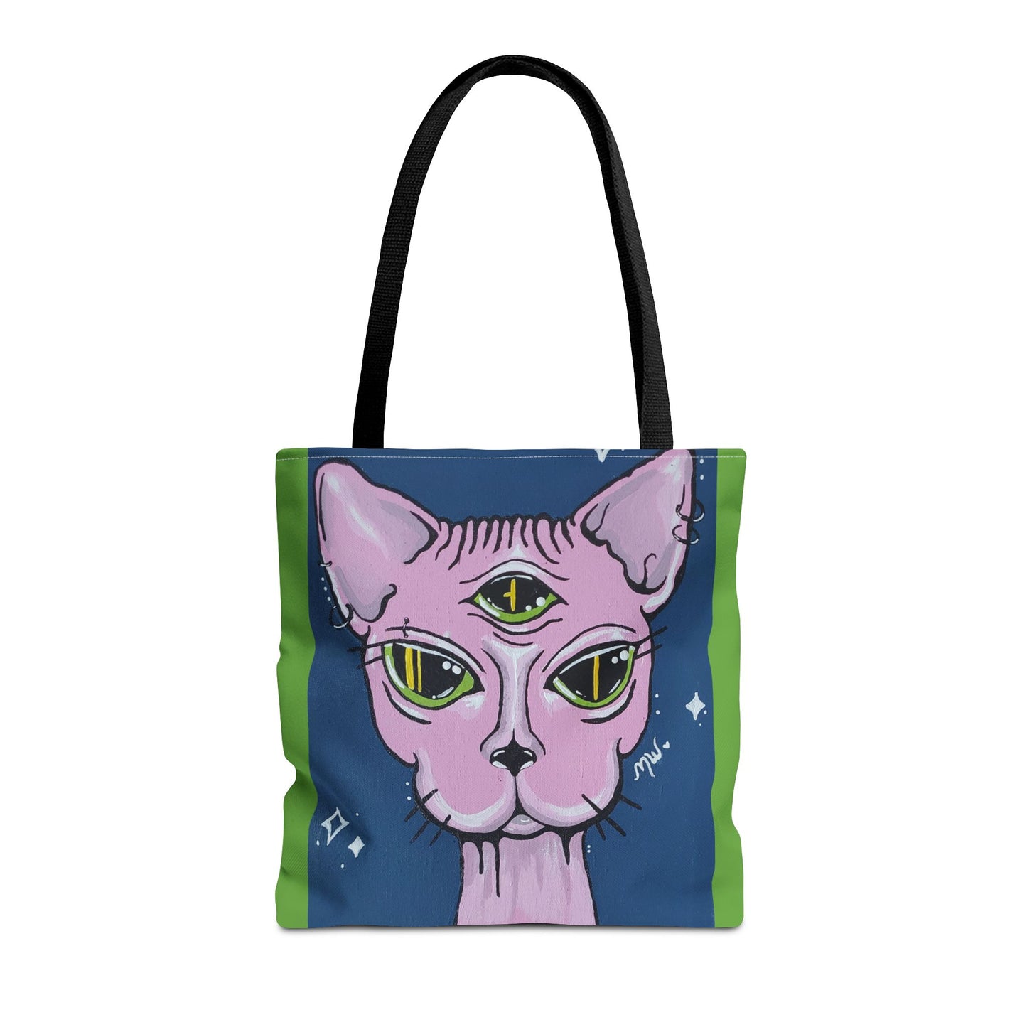 Madam Feline Tote Bag (Peculiar Paintings Collection) LIGHT GREEN