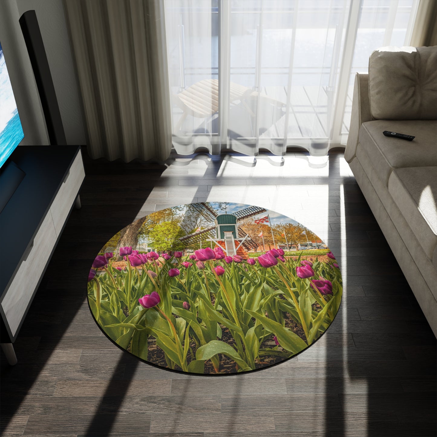 Windmill Tulips Round Rug (SP Photography Collection)