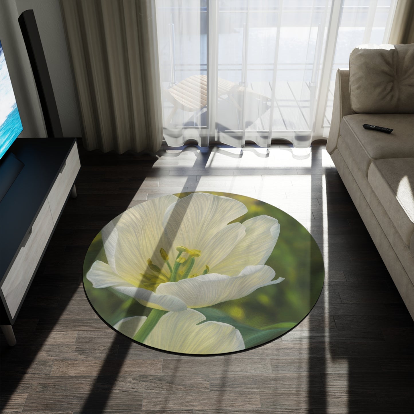 White Tulip Round Rug (SP Photography Collection)