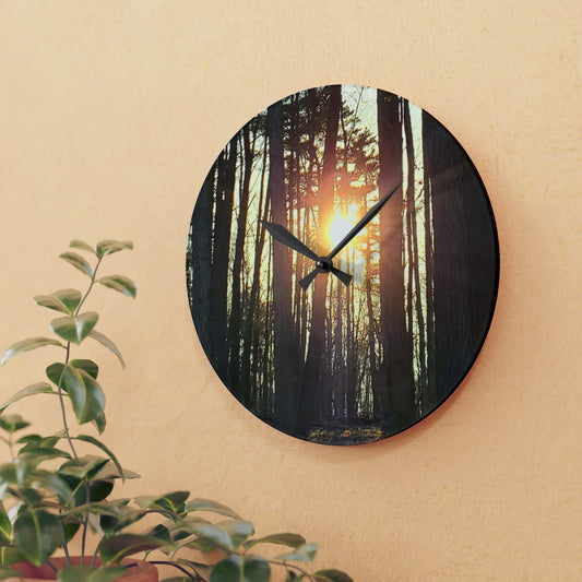 Into the woods Acrylic Wall Clock (Enchanted Exposures By Tammy Lyne)