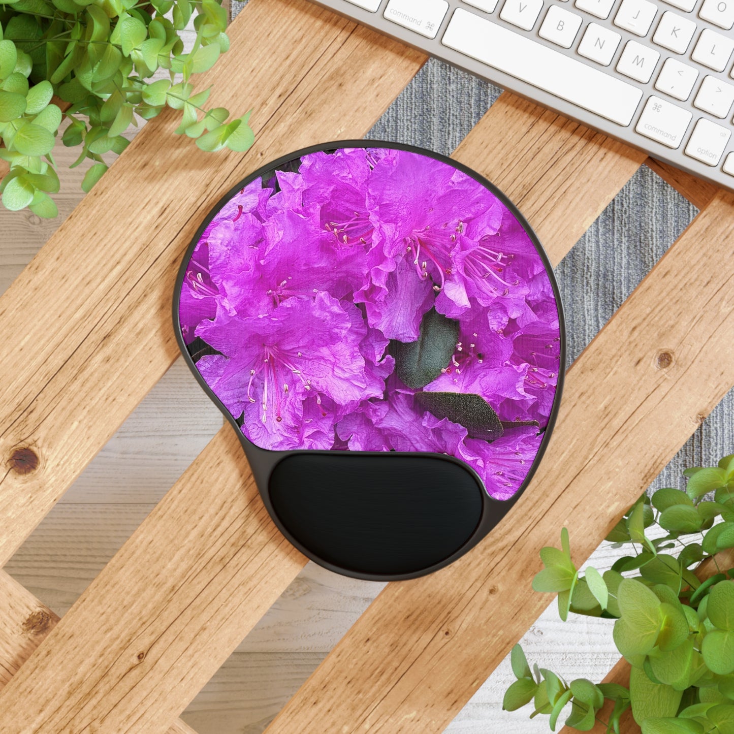 Pink Flower Mouse Pad With Wrist Rest (Custom Creations By Catelyn)