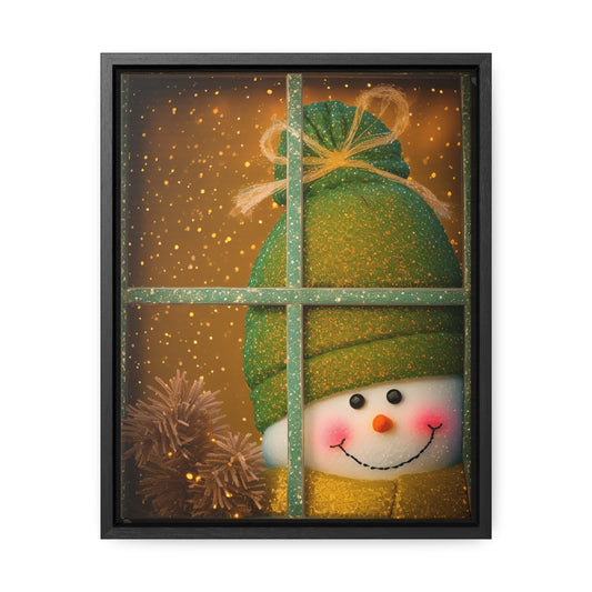 Peek A Boo Snowman Canvas Wraps, Vertical Frame (SP Photography Collection)