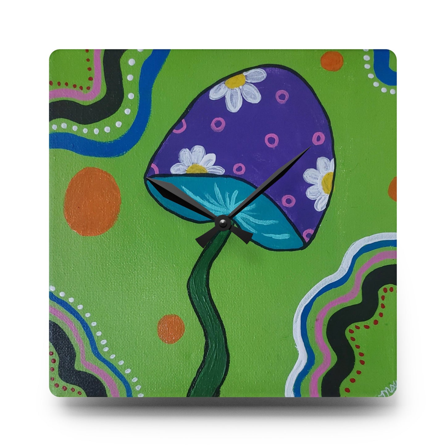 Marguerite Mushroom Acrylic Wall Clock (Peculiar Paintings Collection)