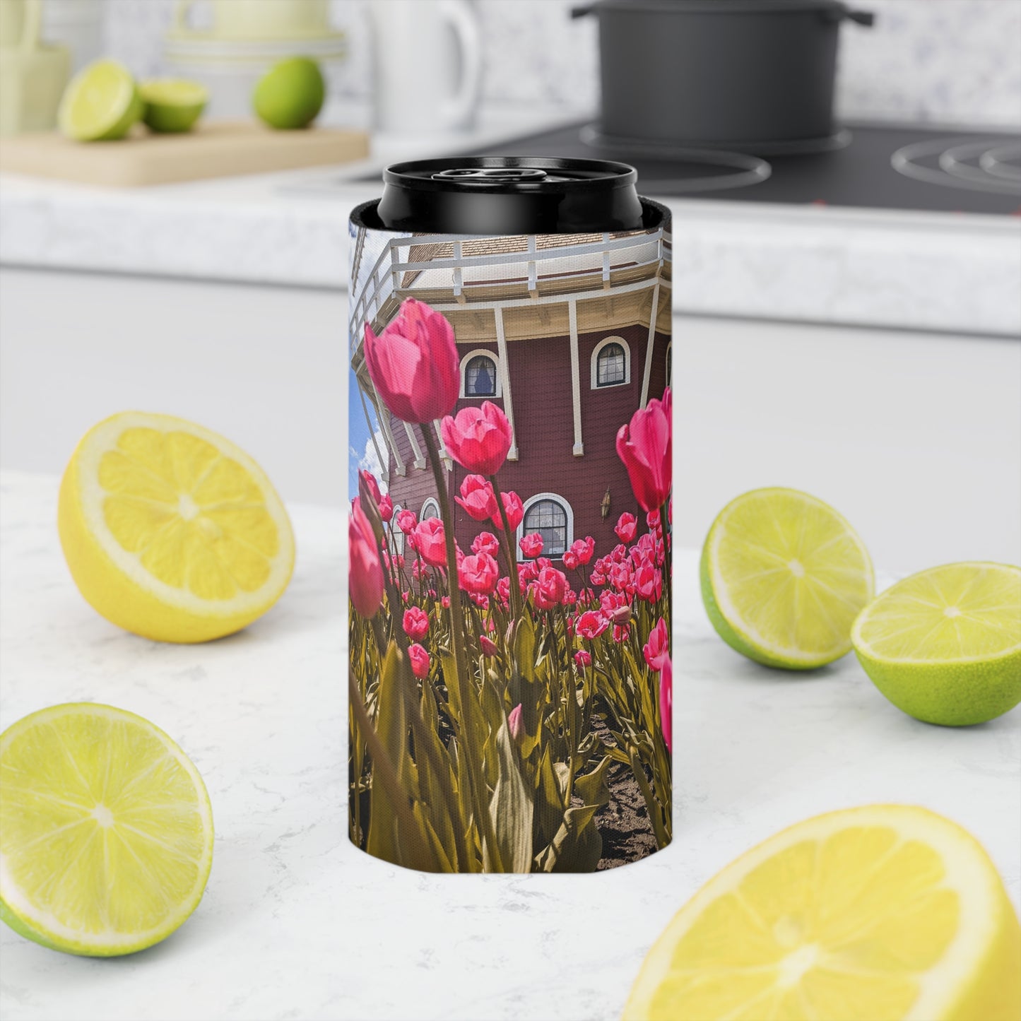 Windmill Pink Tulip Can Slim Cooler Sleeve (SP Photography Collection) PINK