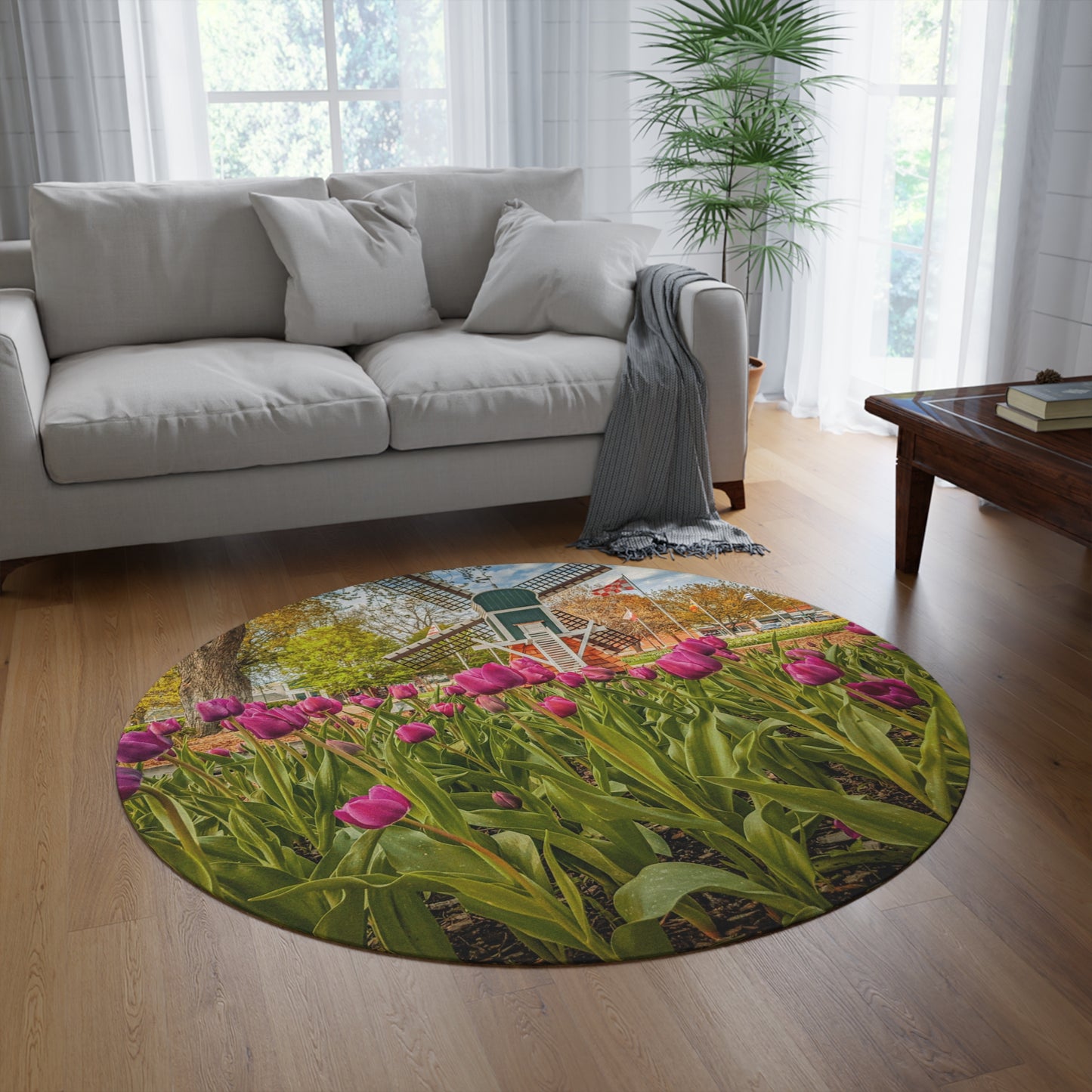 Windmill Tulips Round Rug (SP Photography Collection)