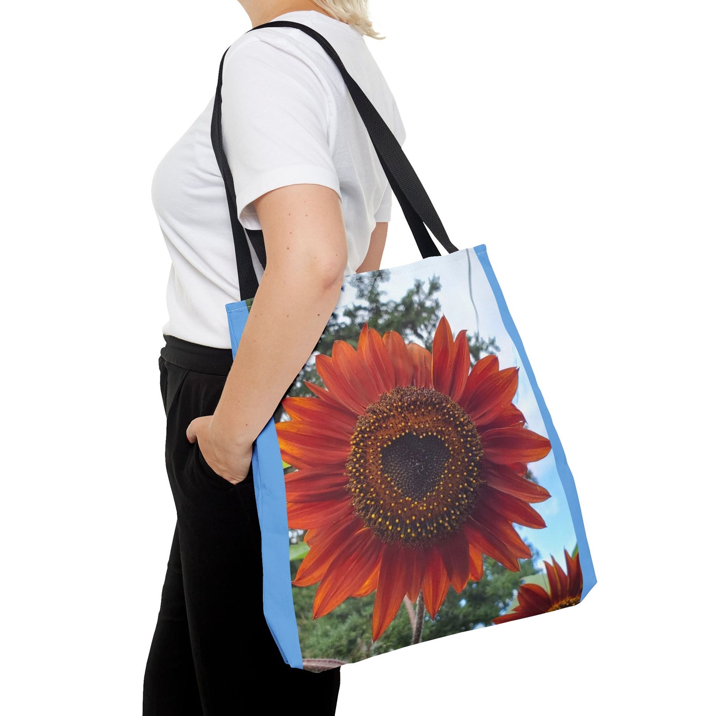 Heart Sunflower Tote Bag (Enchanted Exposures By Tammy Lyne) BLUE