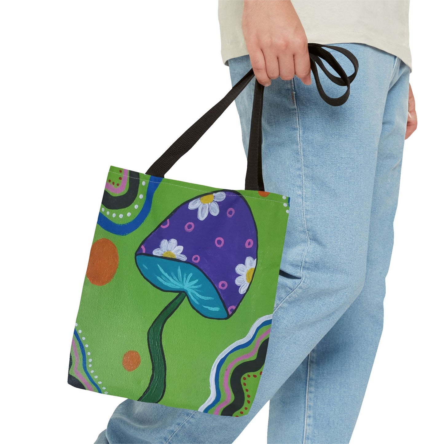 Marguerite Mushroom Tote Bag (Peculiar Paintings Collection) GREEN