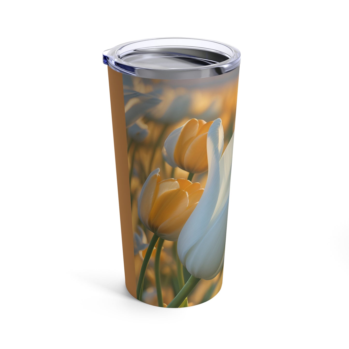 White Flower Tulip Tumbler 20oz (SP Photography Collection) BROWN