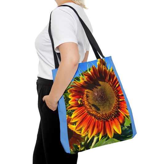 Bumble Bee Sunflower Tote Bag (Enchanted Exposures By Tammy Lyne ) BLUE