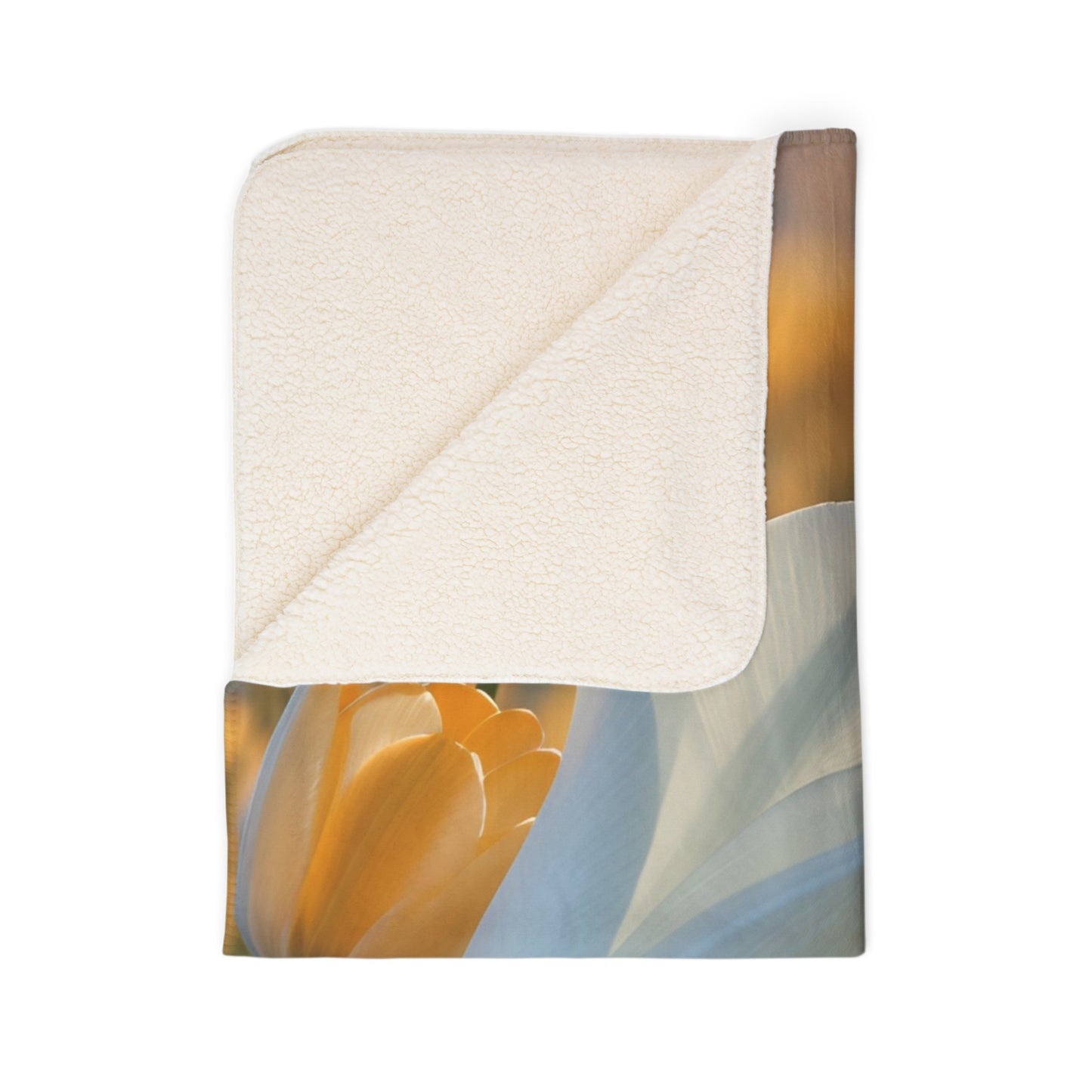 White Flower Tulip Fleece Sherpa Blanket (SP Photography Collection)