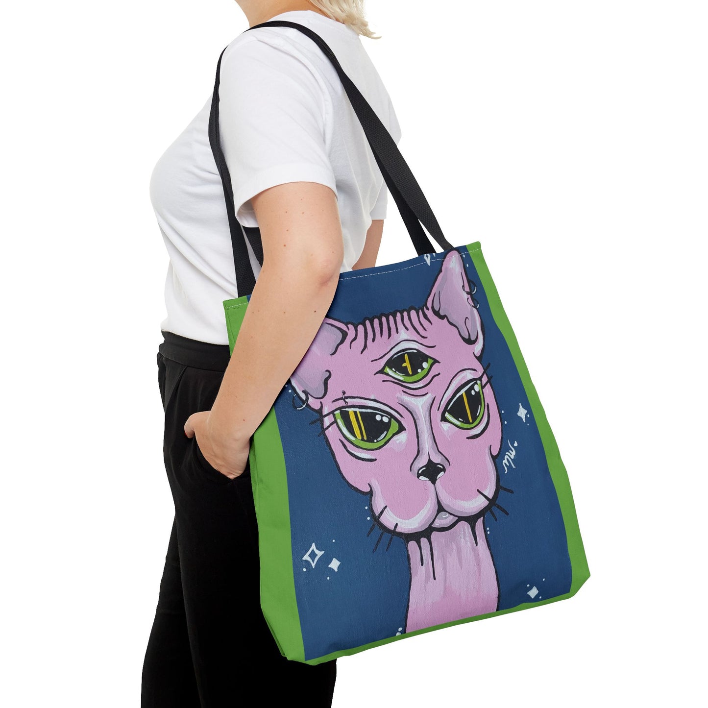 Madam Feline Tote Bag (Peculiar Paintings Collection) LIGHT GREEN