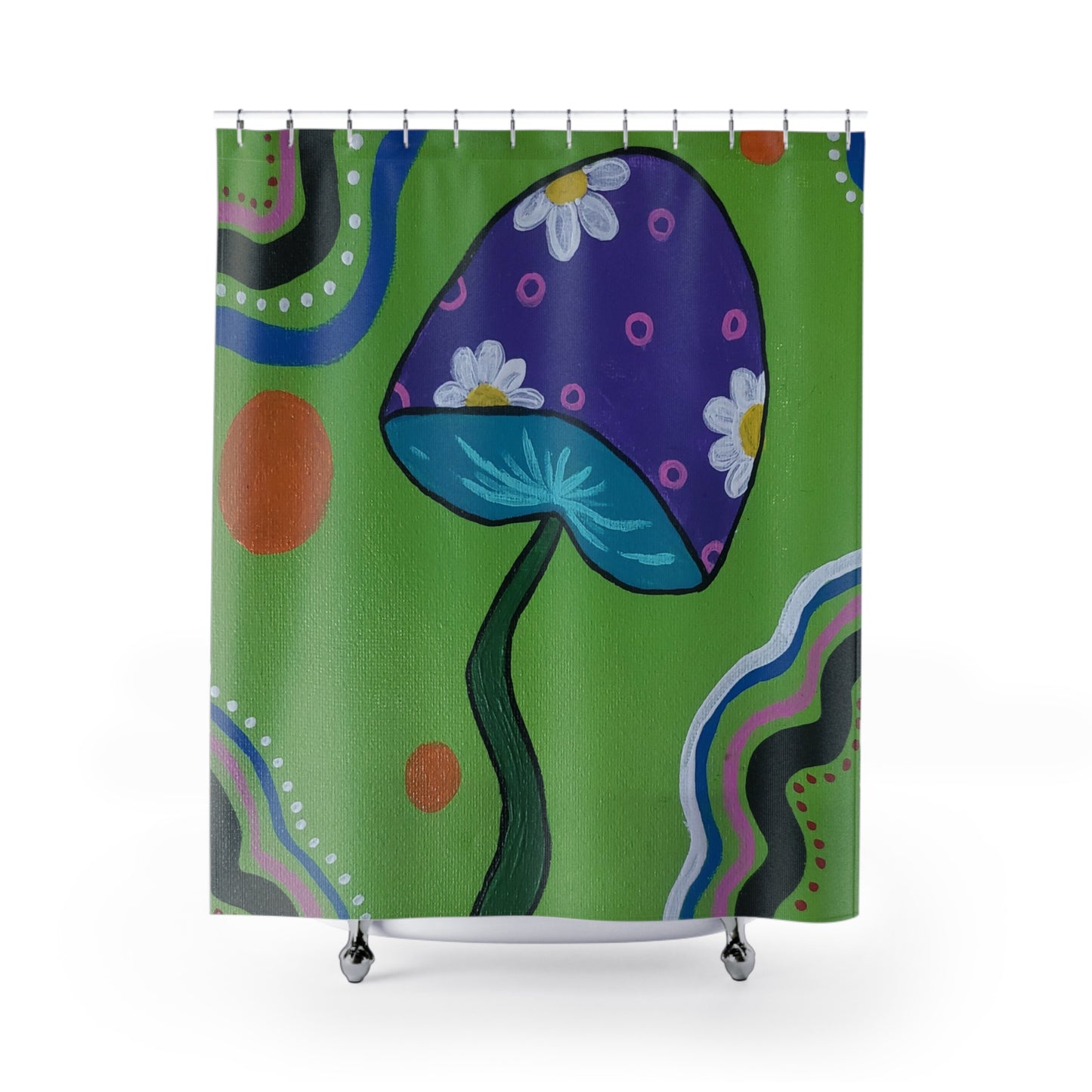 Marguerite Mushroom Polyester Shower Curtain (Peculiar Paintings Collection)