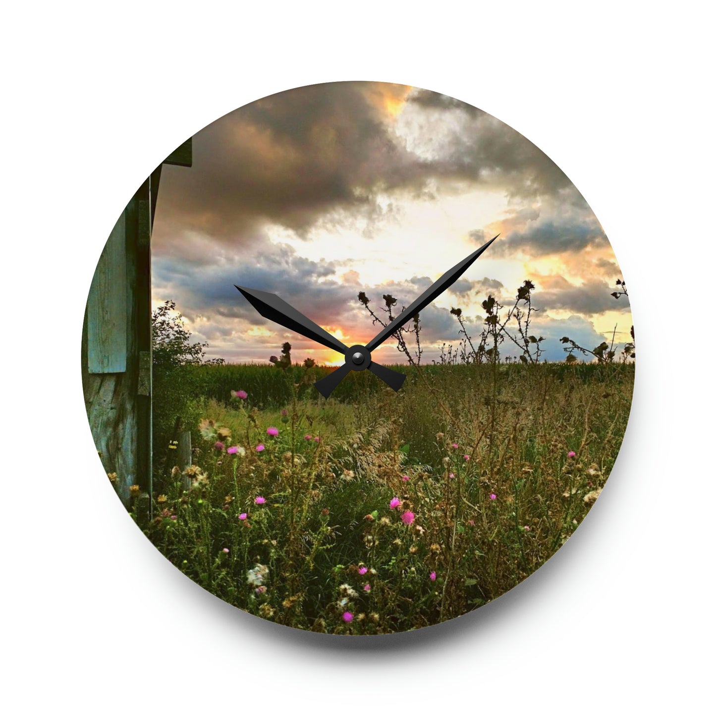 Cloudy Field Acrylic Wall Clock (SP Photography Collection)