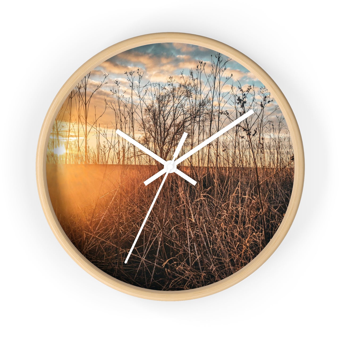 Cloudy Sunset Fields Wall Clock (SP Photography Collection)