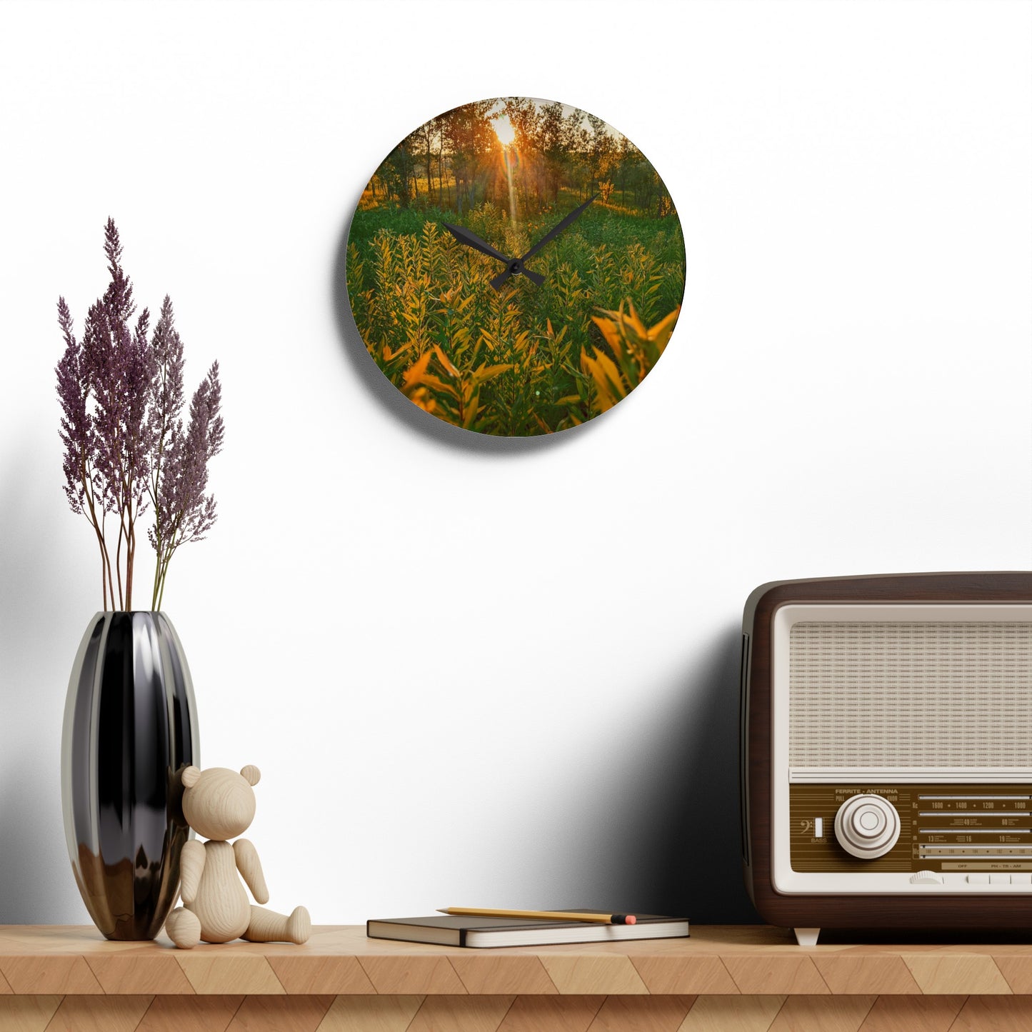 Sunset Fields Acrylic Wall Clock (SP Photography Collection)