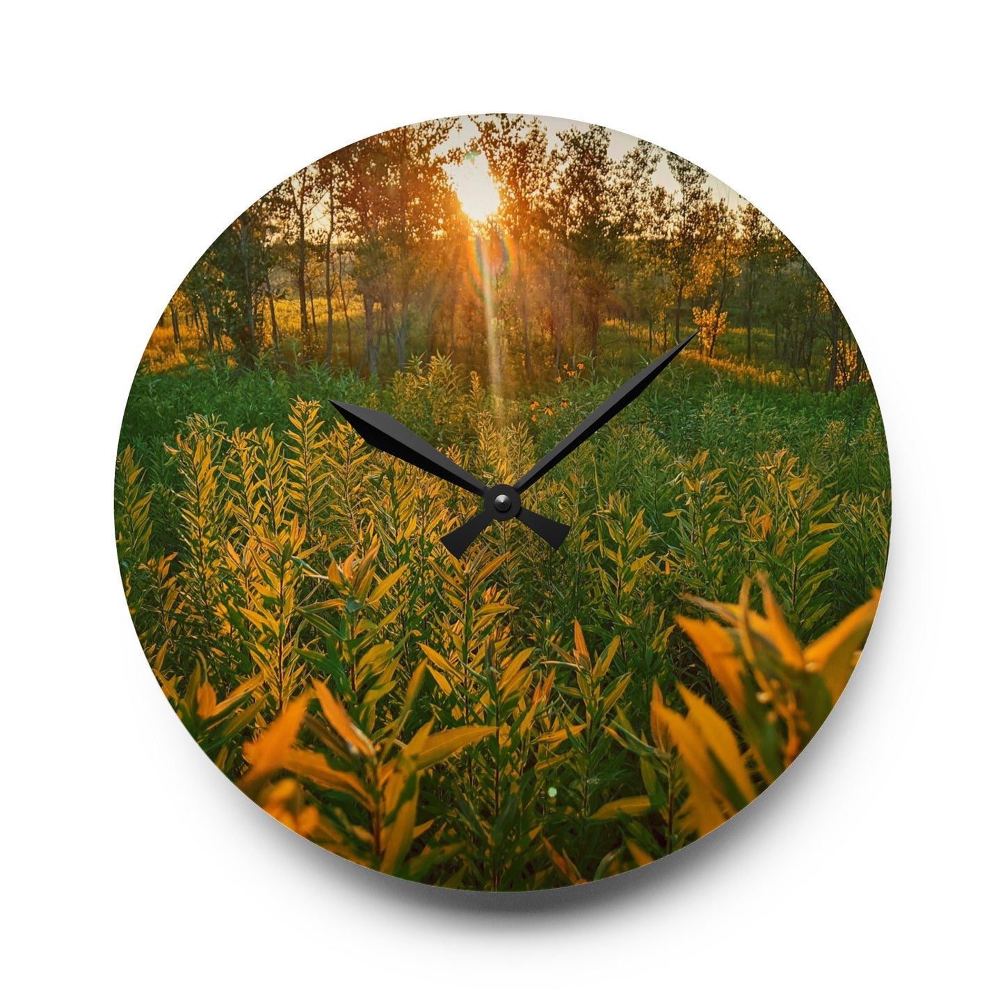 Sunset Fields Acrylic Wall Clock (SP Photography Collection)