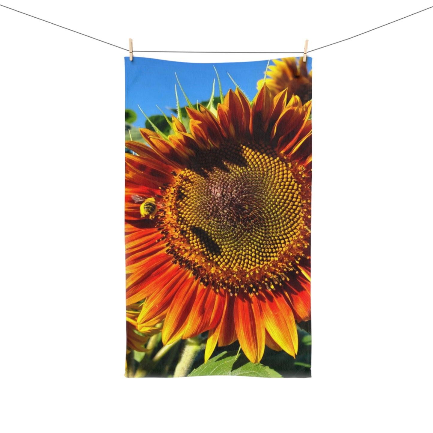 Bumble Bee Sunflower Hand Towel (Enchanted Exposures By Catelyn)