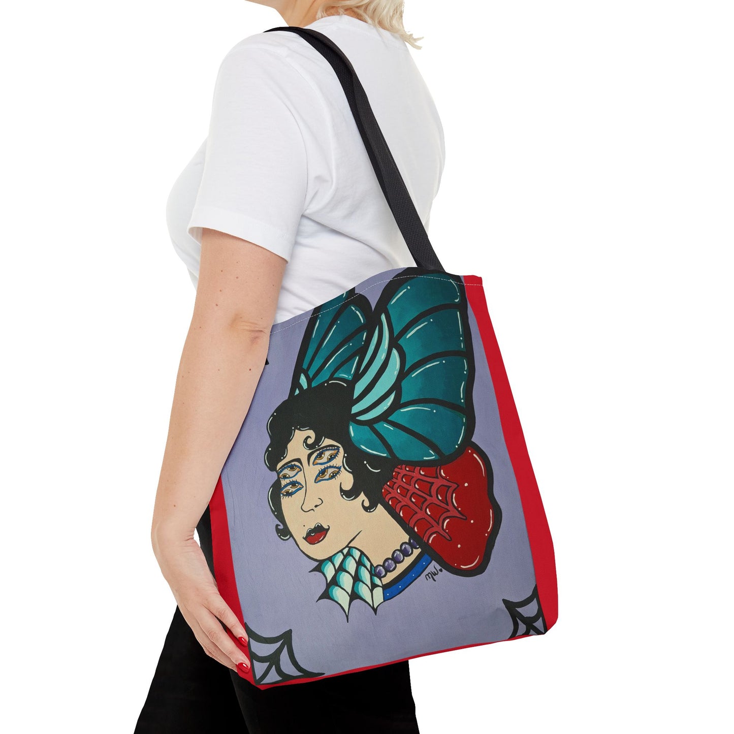 Lady Flutter Tote Bag (Peculiar Paintings Collection) RED