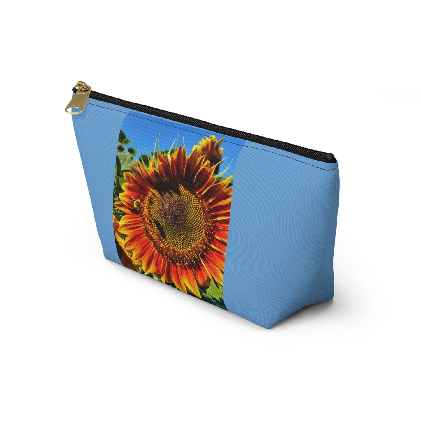 Bumble Bee Sunflower Accessory Pouch w T-bottom (Enchanted Exposures By Tammy Lyne Collection) BLUE