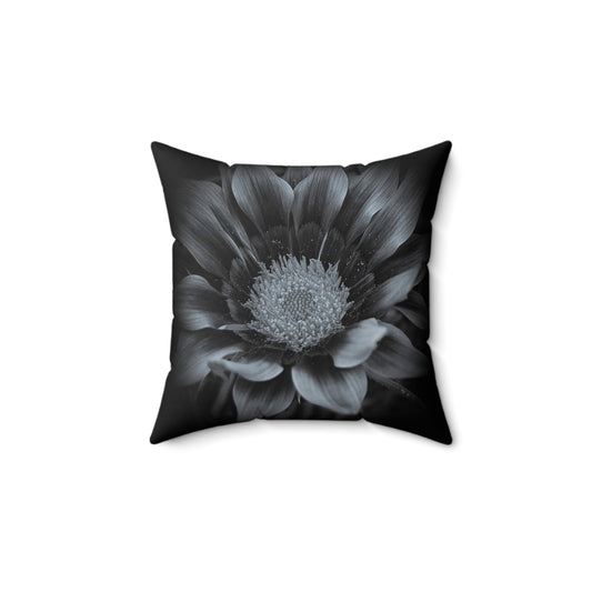 Midnight Bloom Spun Polyester Square Pillow (SP Photography Collection) BLACK