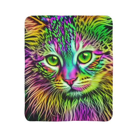 Colorful Kitty Fleece Sherpa Blanket (SP Photography Collection)