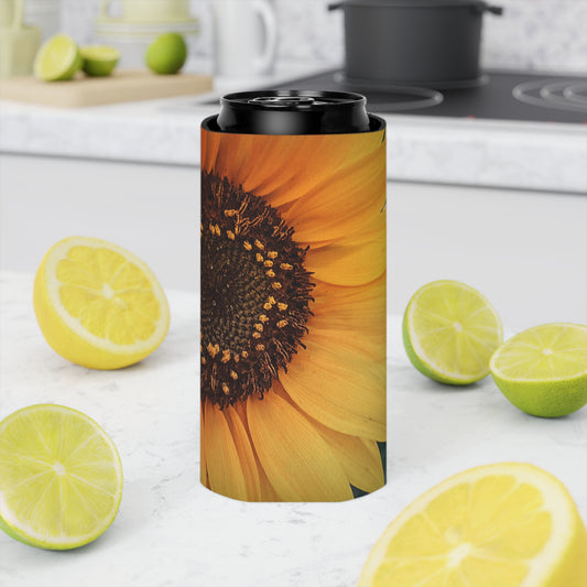 Sun Ray Sunflower Can Slim Cooler Sleeve (SP Photography Collection) BROWN