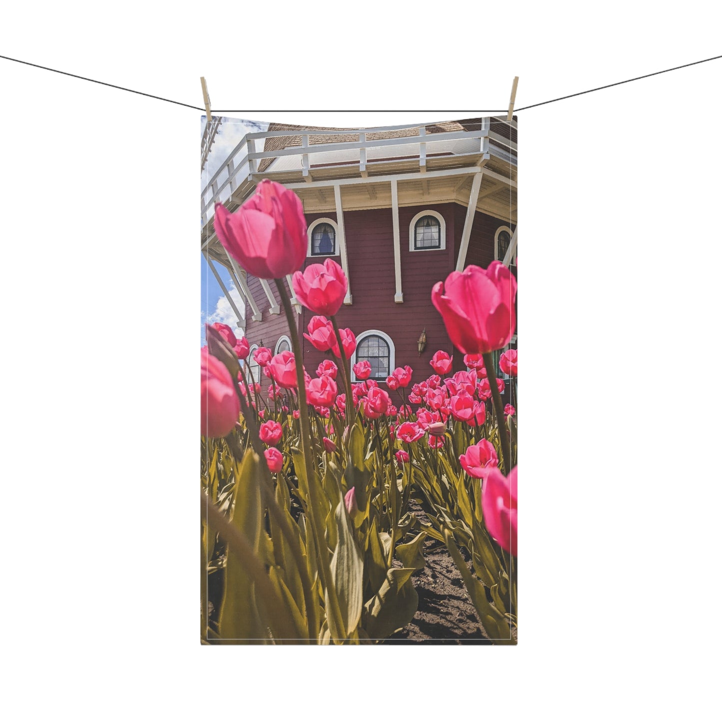 Windmill Pink Tulips Kitchen Towel (SP Photography Collection)