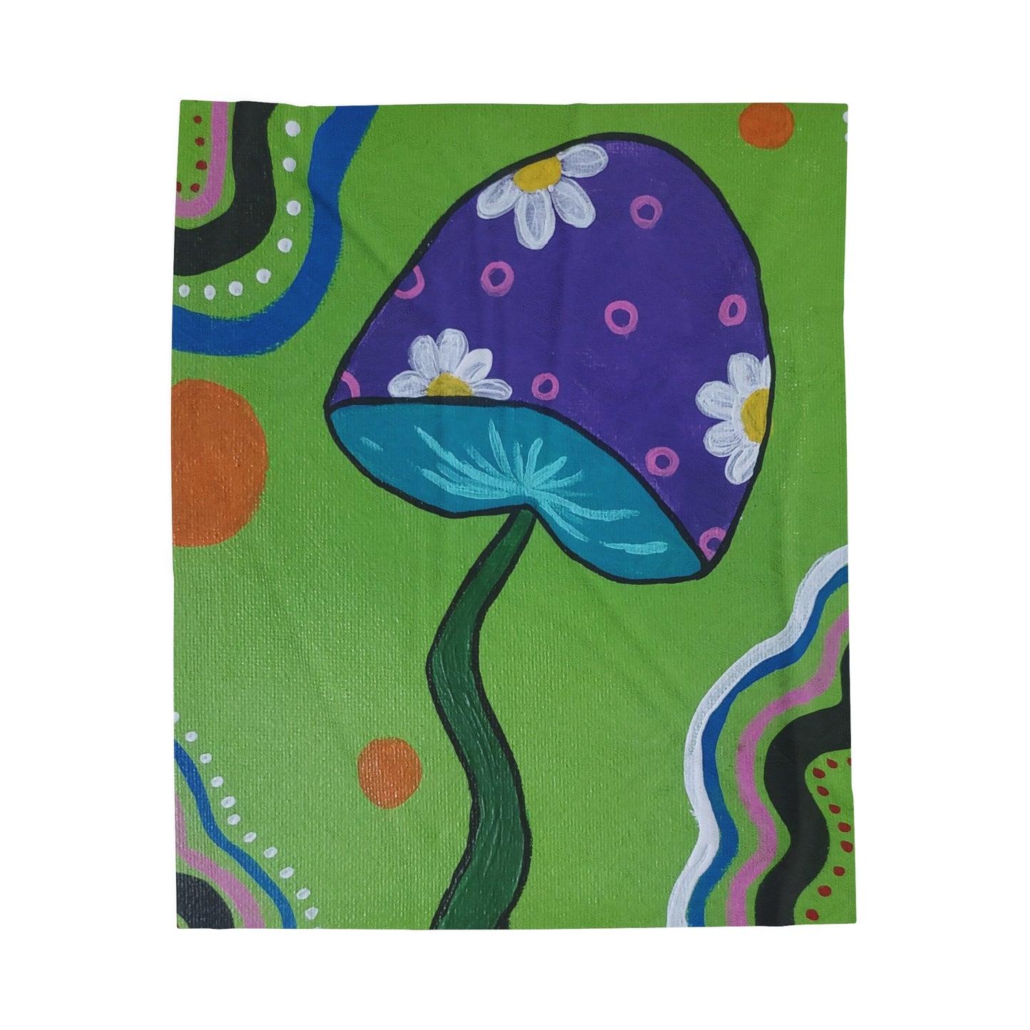 Marguerite Mushroom Velveteen Plush Blanket (Peculiar Paintings Collection)