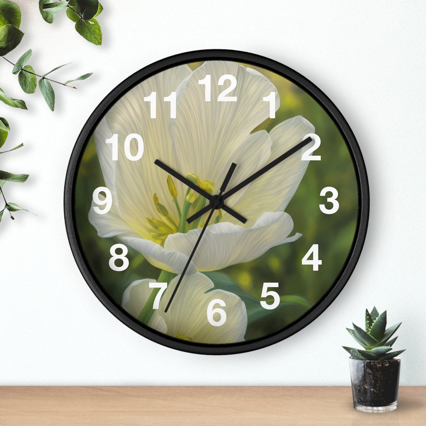 White Tulip Wall Clock (SP Photography Collection)