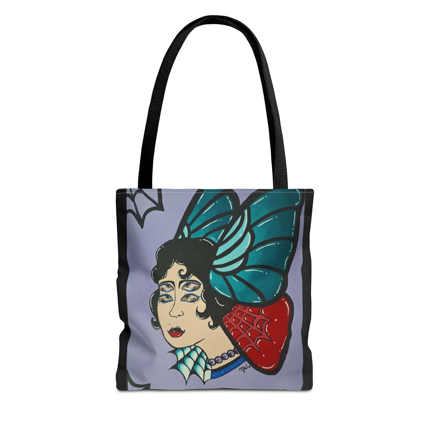 Lady Flutter Tote Bag (Peculiar Paintings Collection) BLACK