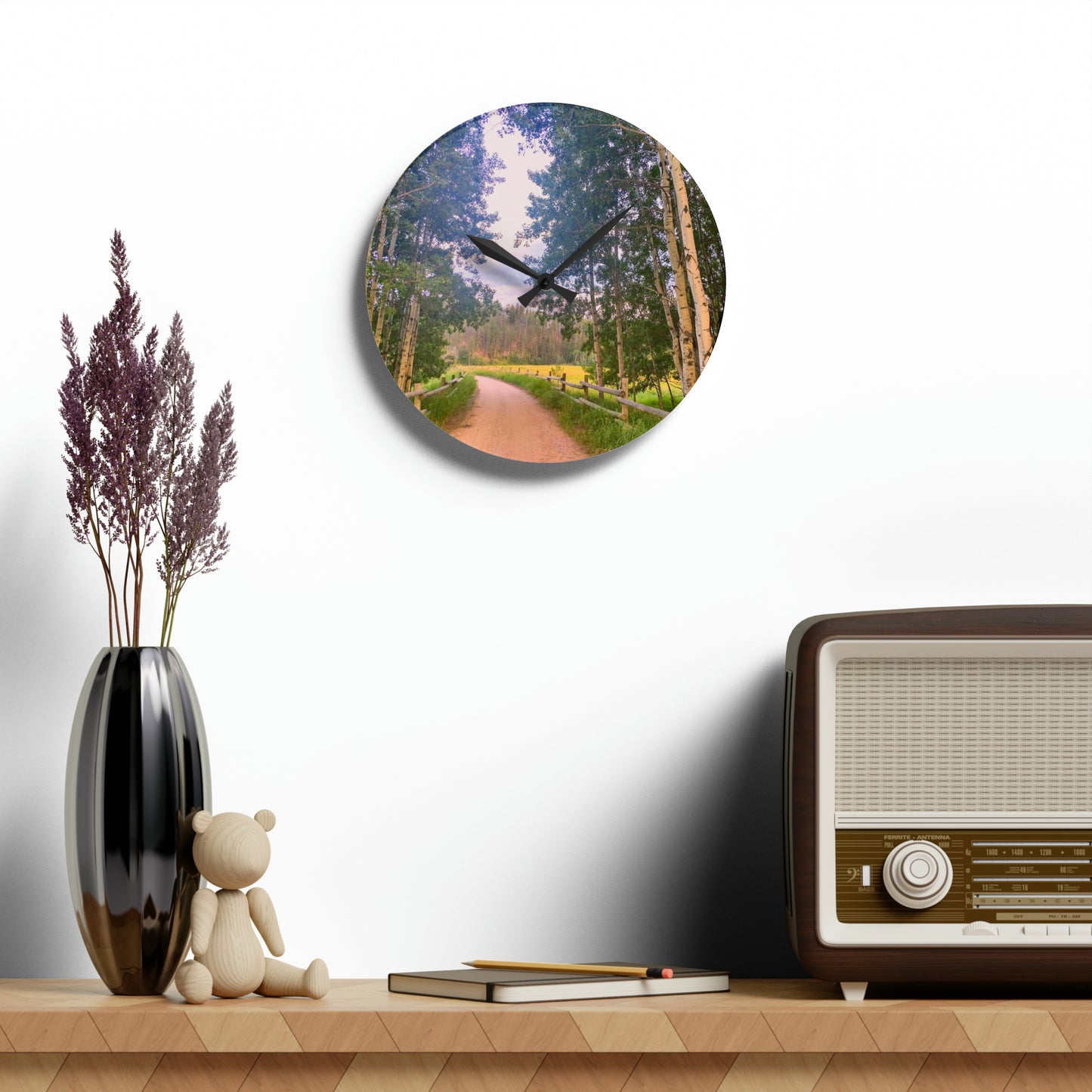 Country Road Acrylic Wall Clock (SP Photography Collection)