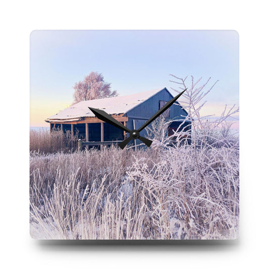 Wintery Barn Acrylic Wall Clock (SP Photagrapy Collection)