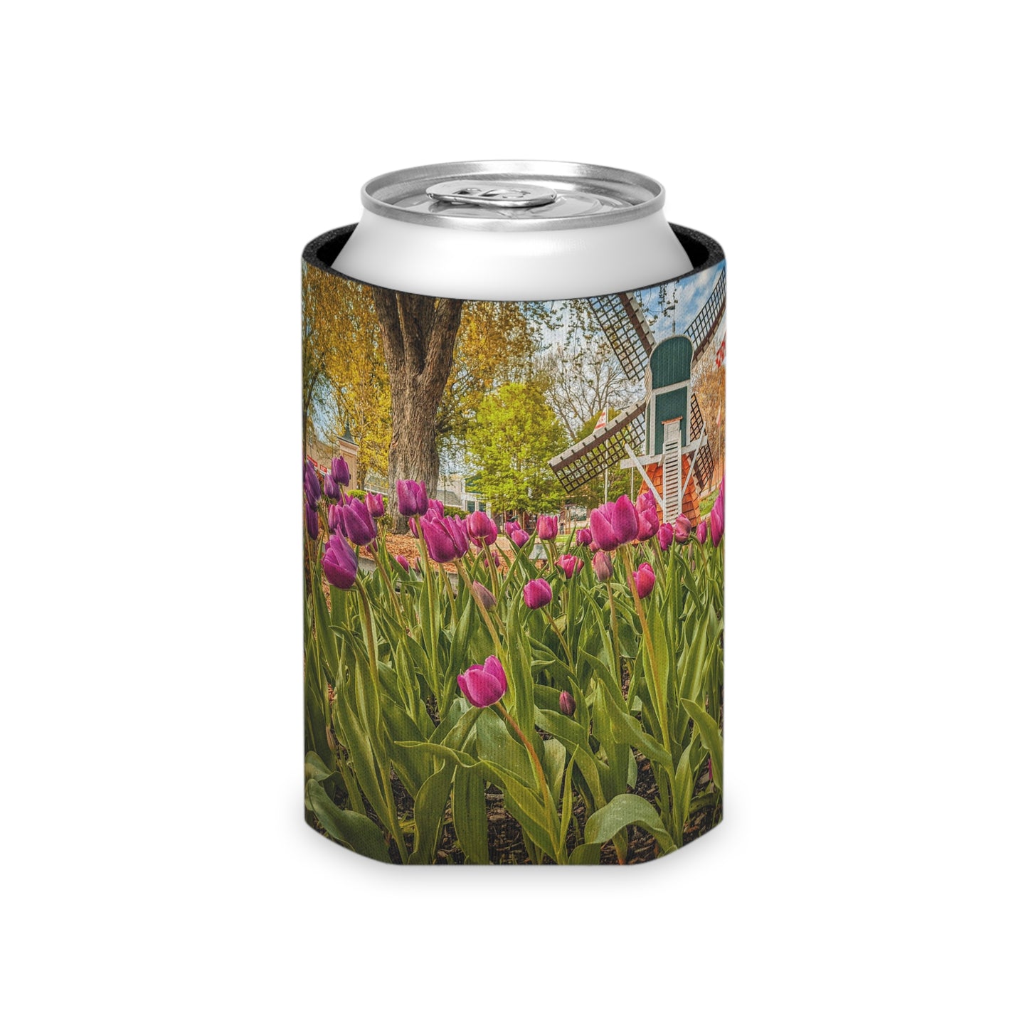 Windmill Tulips Regular Can Cooler (SP Photography Collection) BLACK