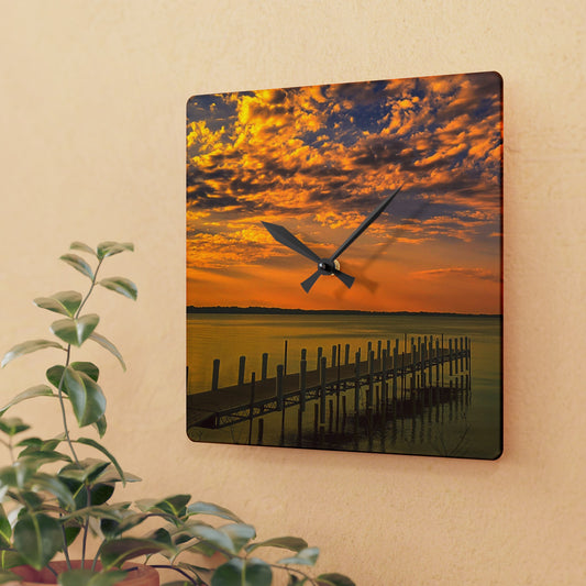 On the dock Acrylic Wall Clock (SP Photography Collection)