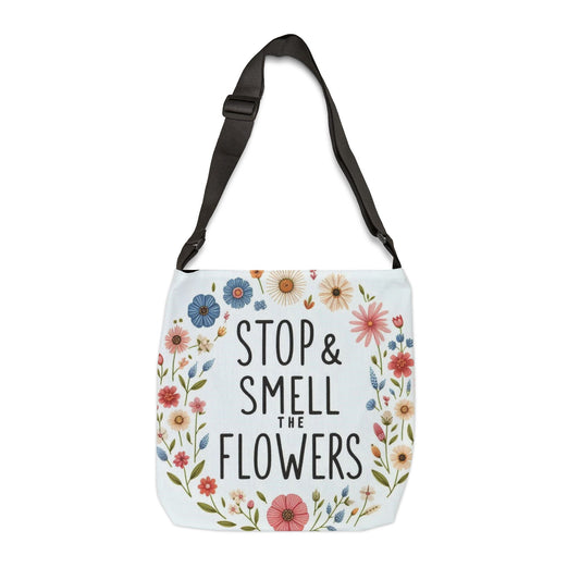Smell The Flowers Adjustable Tote Bag (aiB & J Collections) PURPLE