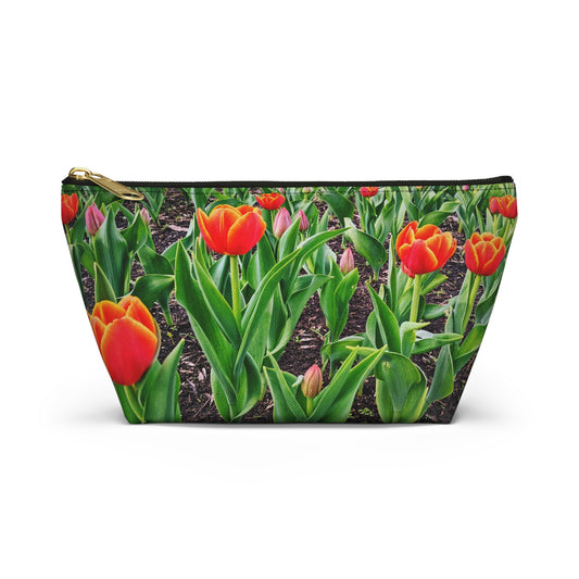 Red Tulips Accessory Pouch w T-bottom (SP Photography Collection) WHITE