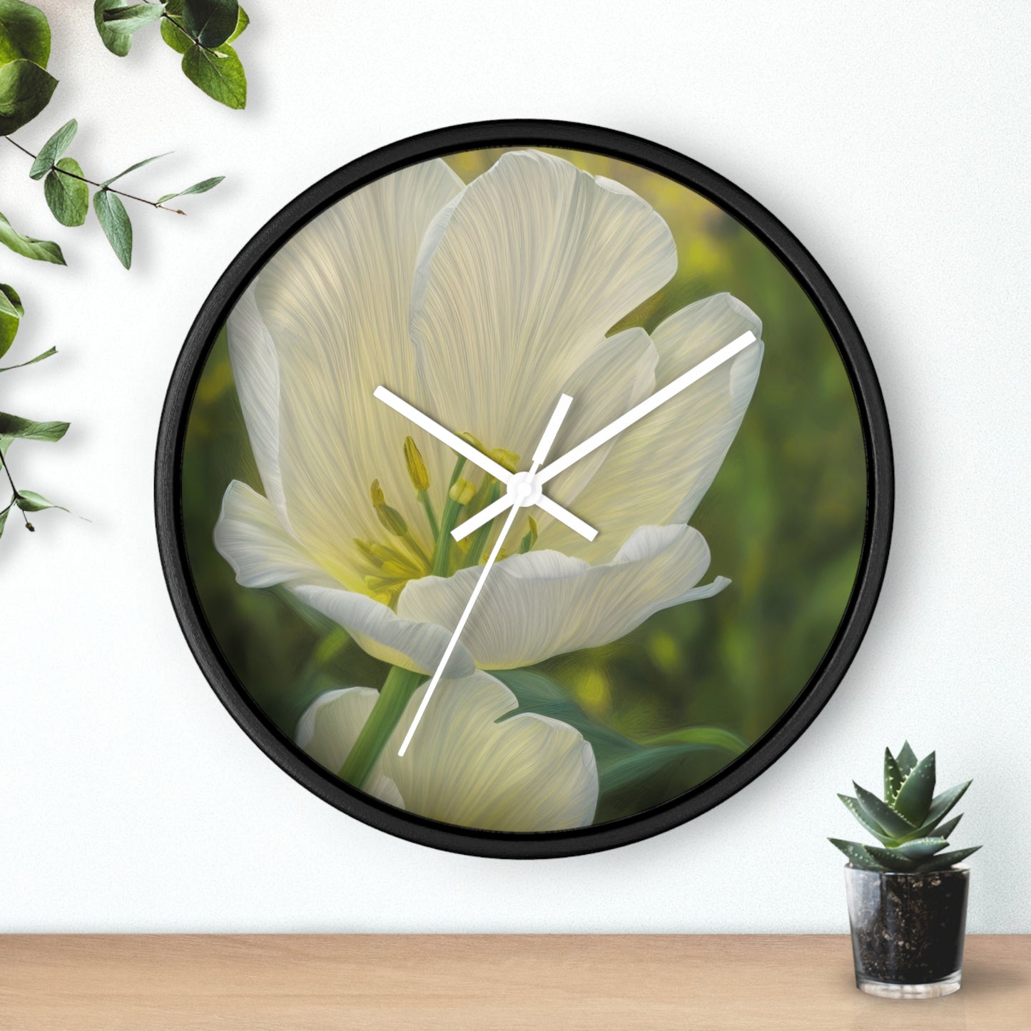 White Tulip Wall Clock (SP Photography Collection)