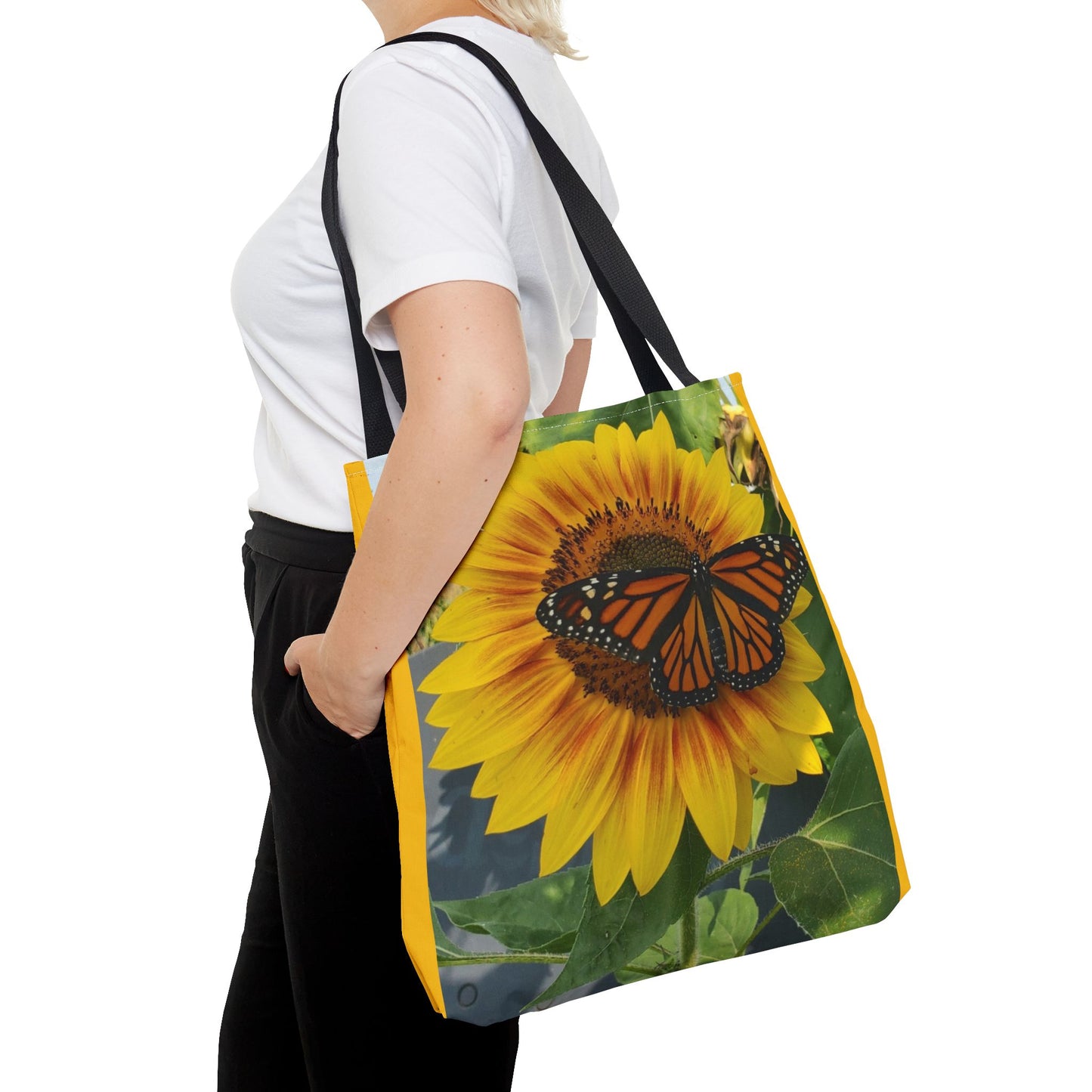 Happy Sunflower Butterfly Tote Bag (Enchanted Exposures By Tammy Lyne) YELLOW