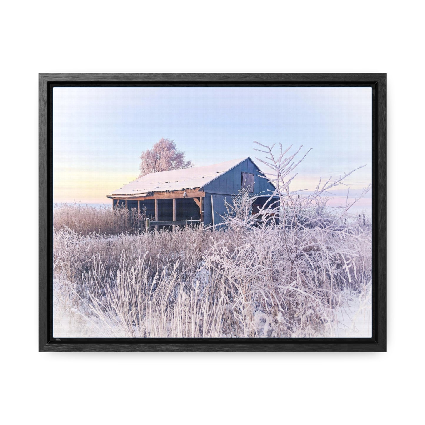 Wintery Barn Canvas, Horizontal Frame (SP Photography Collection)